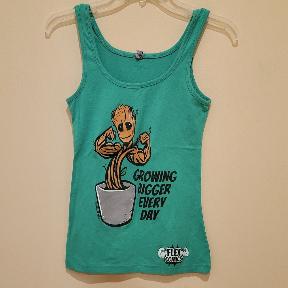 Flex Comics Green Tank Top Groot